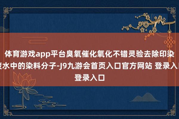 体育游戏app平台臭氧催化氧化不错灵验去除印染废水中的染料分子-J9九游会首页入口官方网站 登录入口