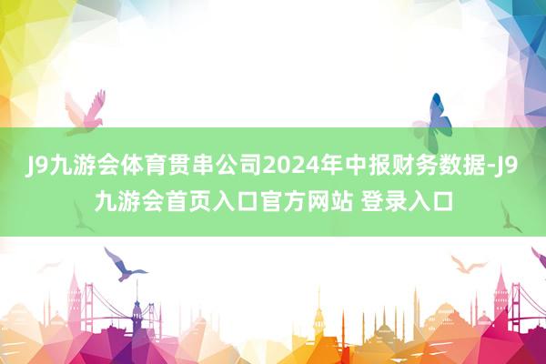J9九游会体育贯串公司2024年中报财务数据-J9九游会首页入口官方网站 登录入口