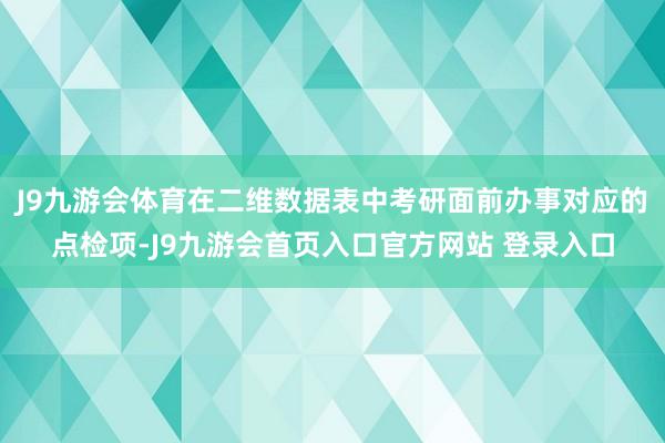 J9九游会体育在二维数据表中考研面前办事对应的点检项-J9九游会首页入口官方网站 登录入口